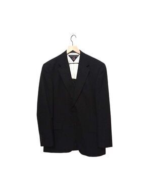 TOMMY Hilfiger Black Window Pane Wool Single Breasted 2 Piece Suit Sz 41L